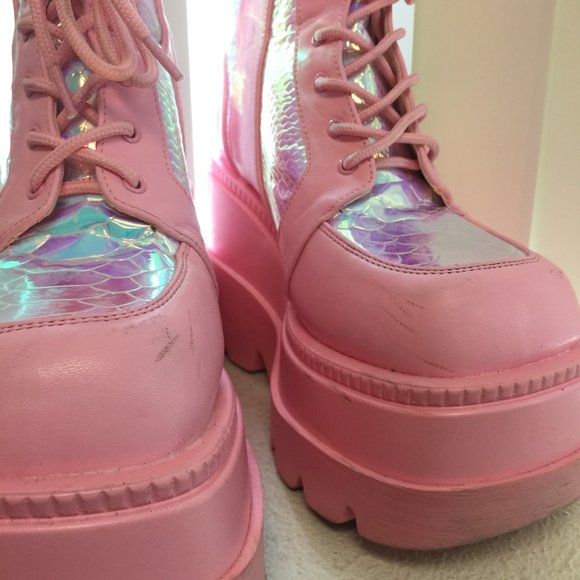 PRE LOVED - Pink Poison Platform Boots PNK/9 - SH249 - Picture 6 of 6